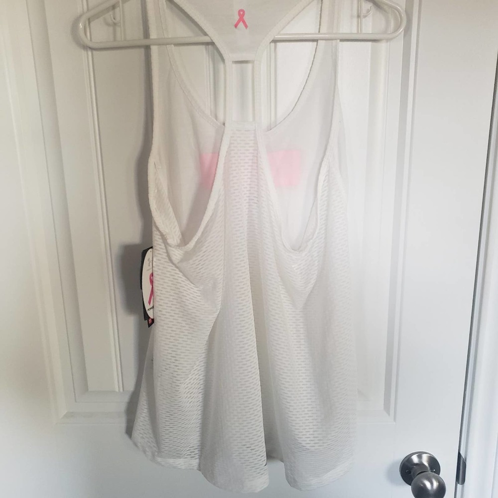 Nwt Under Armour white tank size L breast cancer addition - Picture 2 of 2